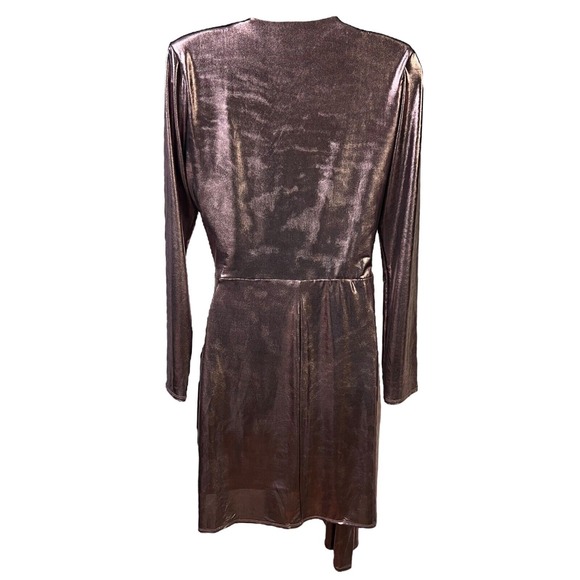 Cache Mini Dress Shiny Dark Purple Ruched V Neck Party Glam Shimmer Chic Size 4 - Picture 10 of 16